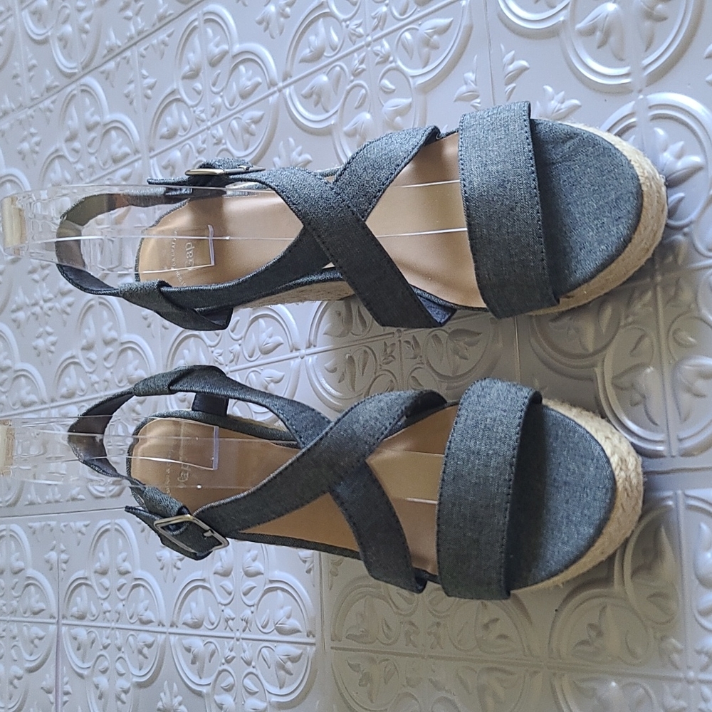 Gap Chambray Strappy Sandal Espadrilles Wedge